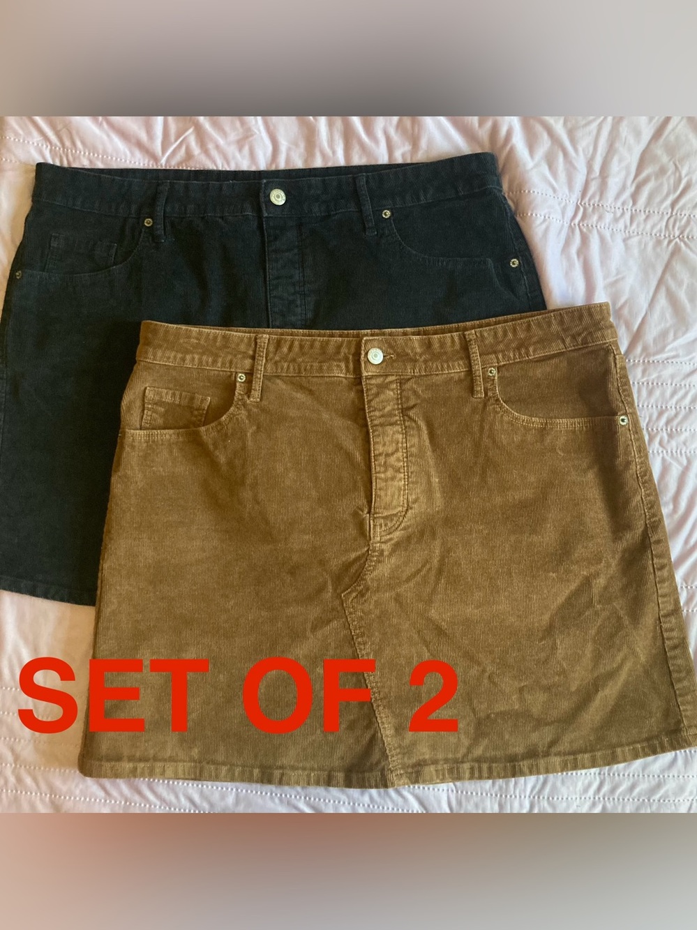 Size 16 Old Navy Women’s Corduroy Mini Skirt Set in Dark Navy and Brown